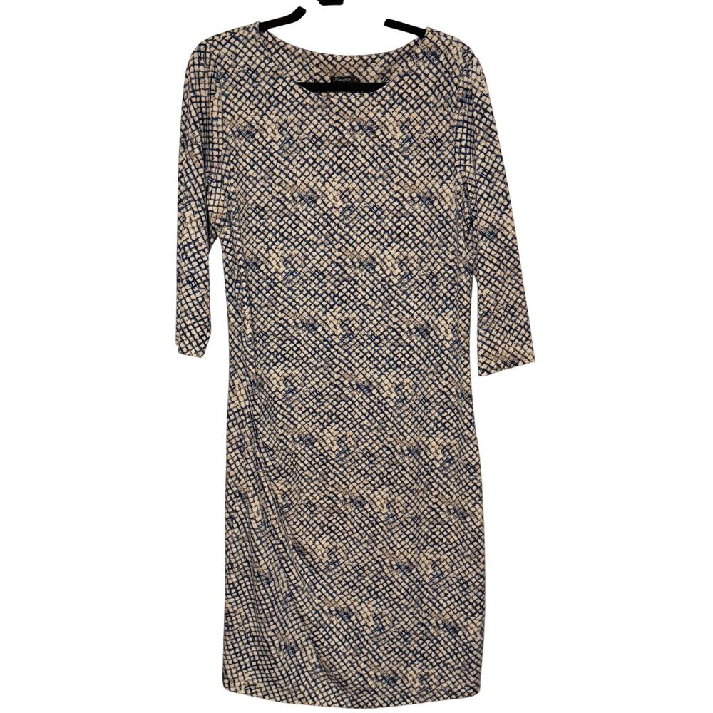 J. McLaughlin Blue Snakeskin Ruched Midi Dress XL NWOT Stretch